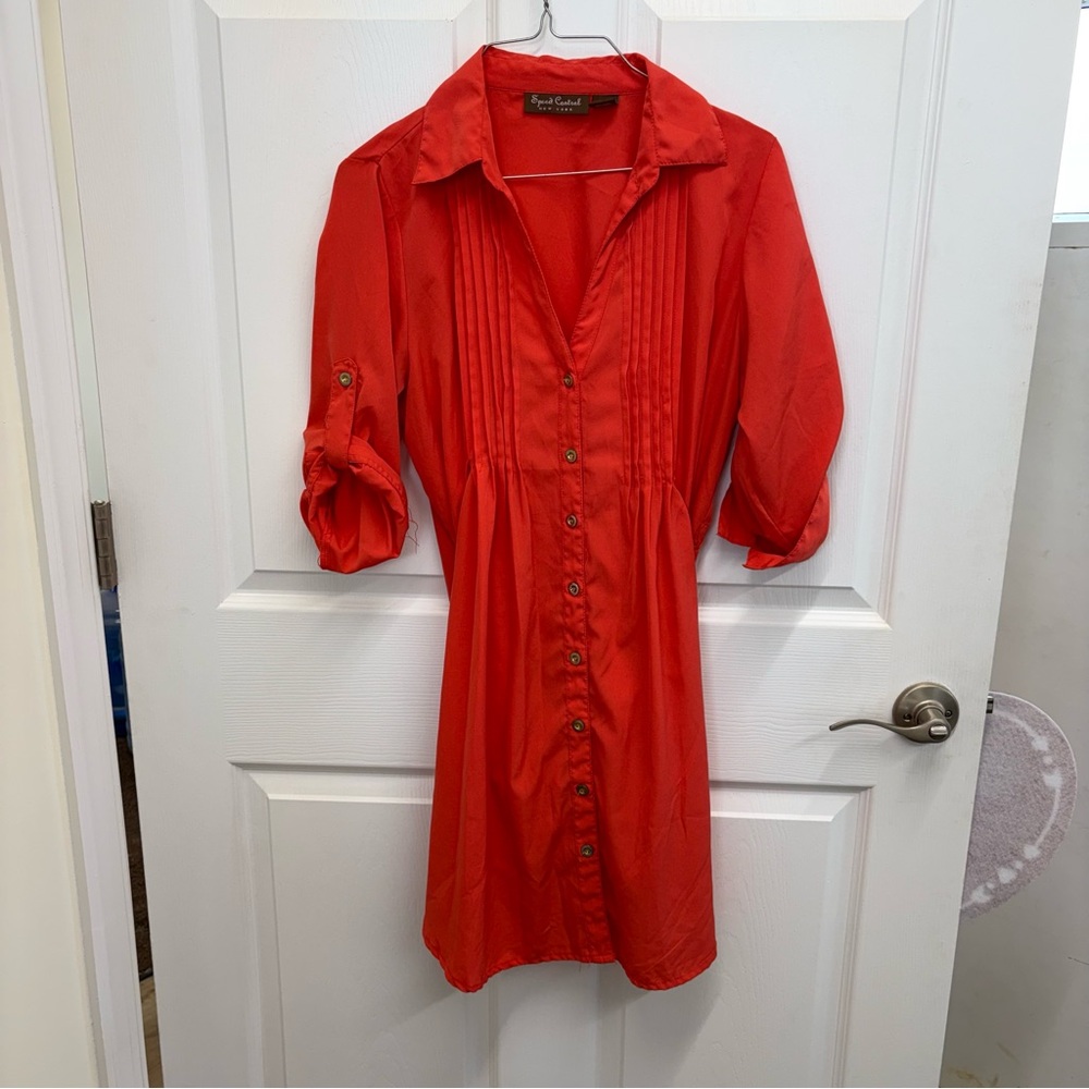 Speed Control New York Coral 3/4 Sleeve Notched Collar Long Blouse size XL